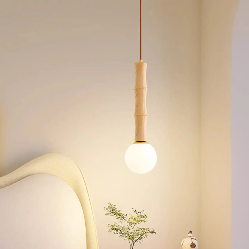Lampadario a sospensione regolabile in legno e vetro con mappamondo