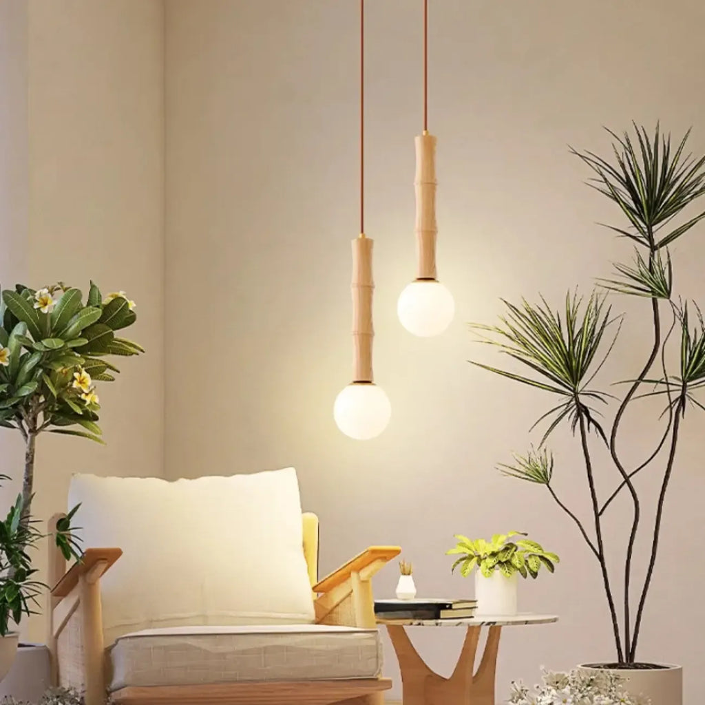 Lampadario a sospensione regolabile in legno e vetro con mappamondo
