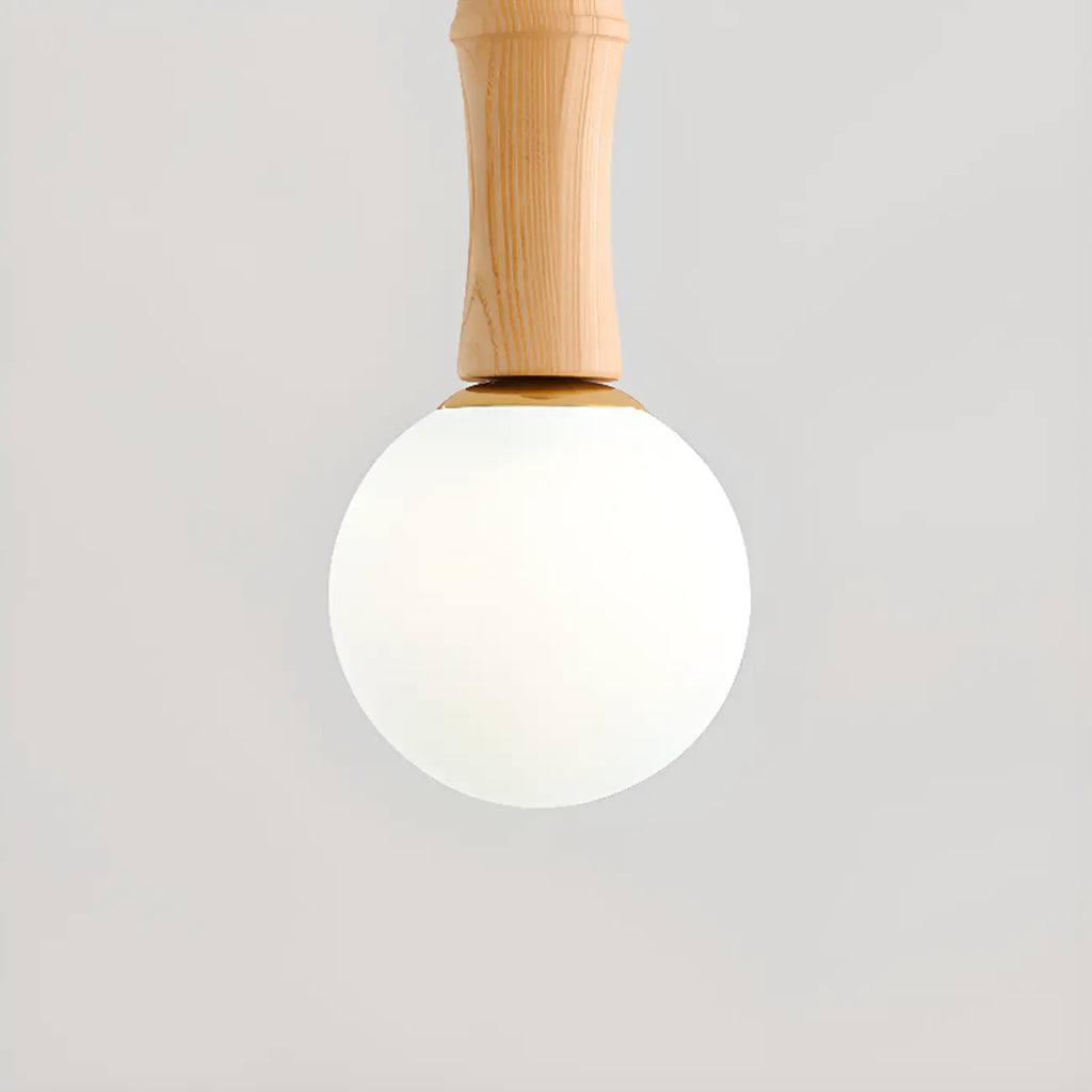 Lampadario a sospensione regolabile in legno e vetro con mappamondo