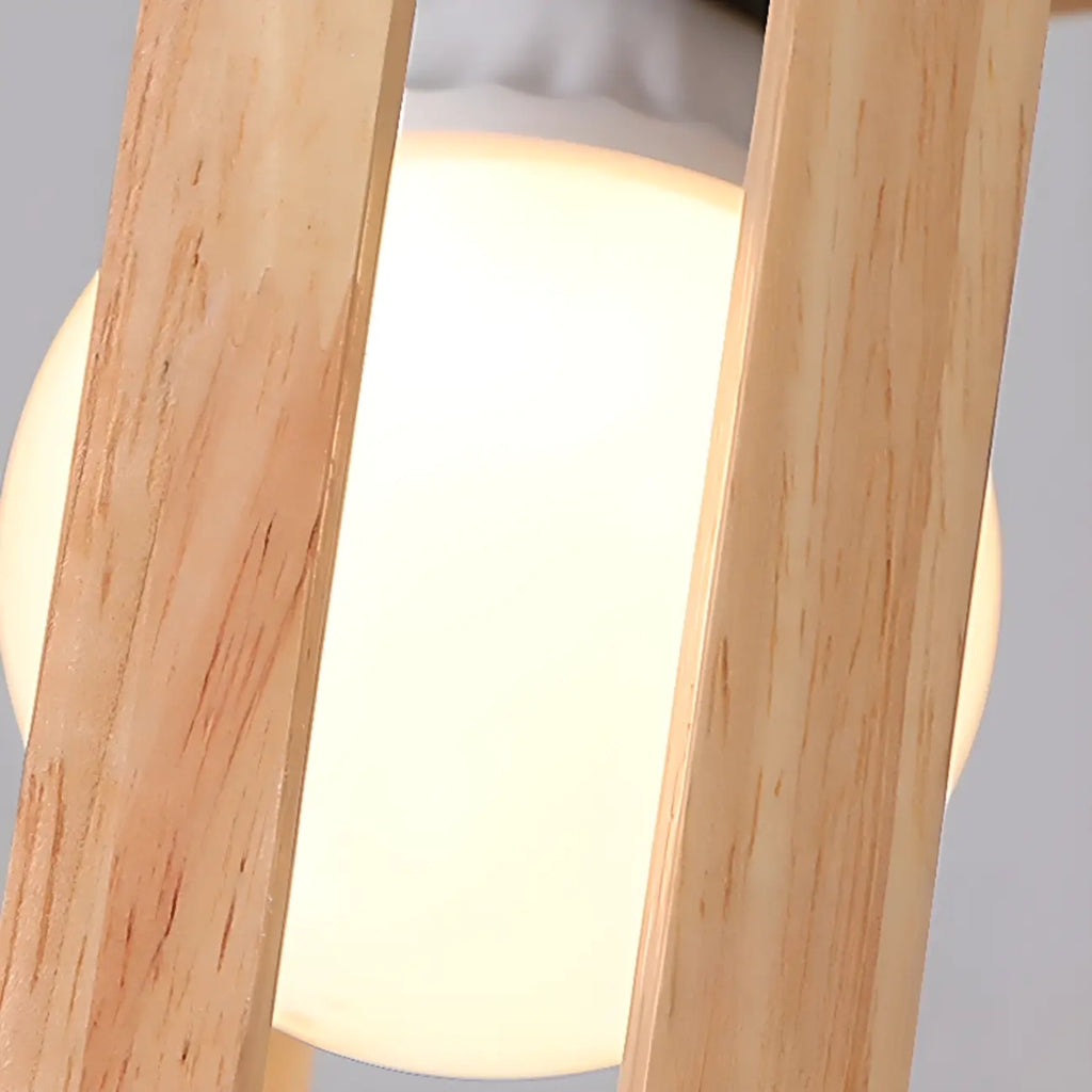Lampada a Sospensione in Legno Rustico a Cilindro Regolabile in Altezza