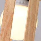 Lampada a Sospensione in Legno Rustico a Cilindro Regolabile in Altezza