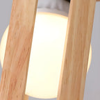 Lampada a Sospensione in Legno Rustico a Cilindro Regolabile in Altezza