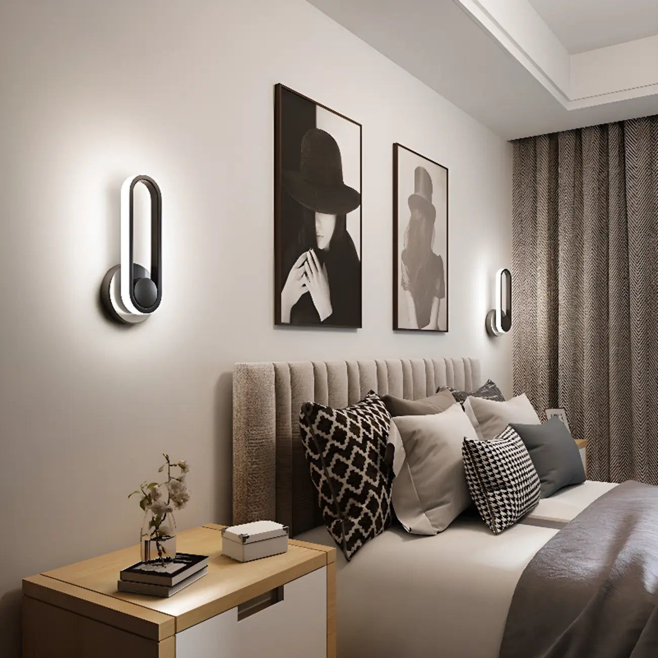 Applique murale LED minimaliste avec finition métallique pour chambre à coucher