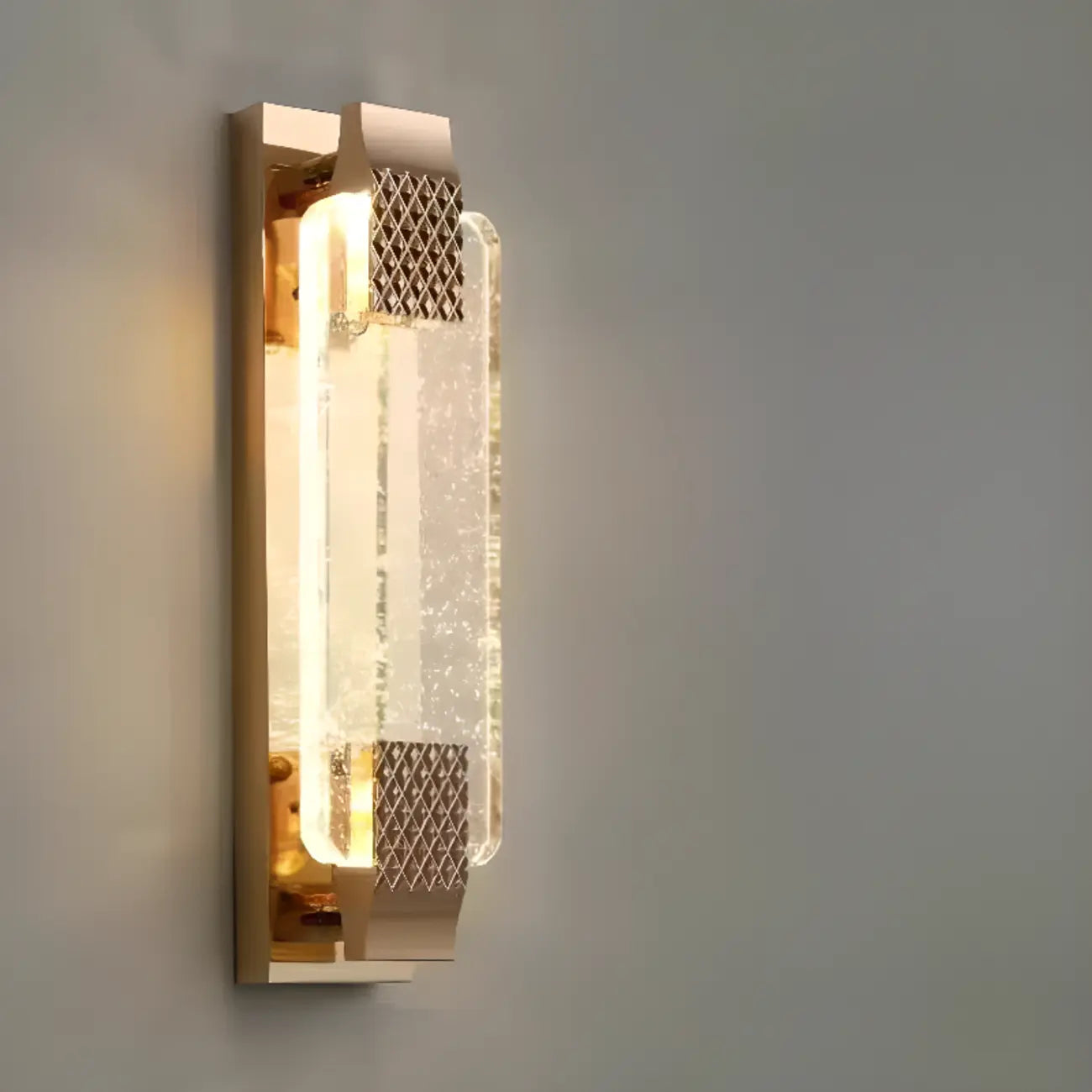 Applique murale LED rectangulaire glamour en cristal doré