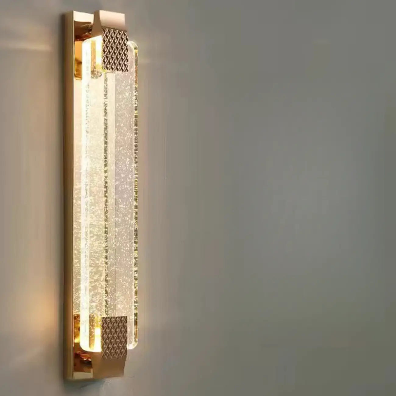 Applique murale LED rectangulaire glamour en cristal doré