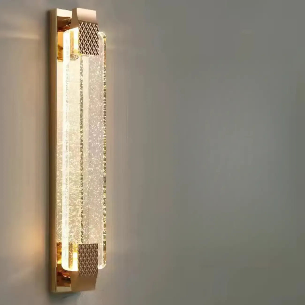 Applique murale LED rectangulaire glamour en cristal doré