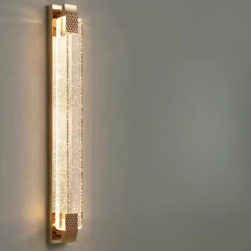 Applique murale LED rectangulaire glamour en cristal doré