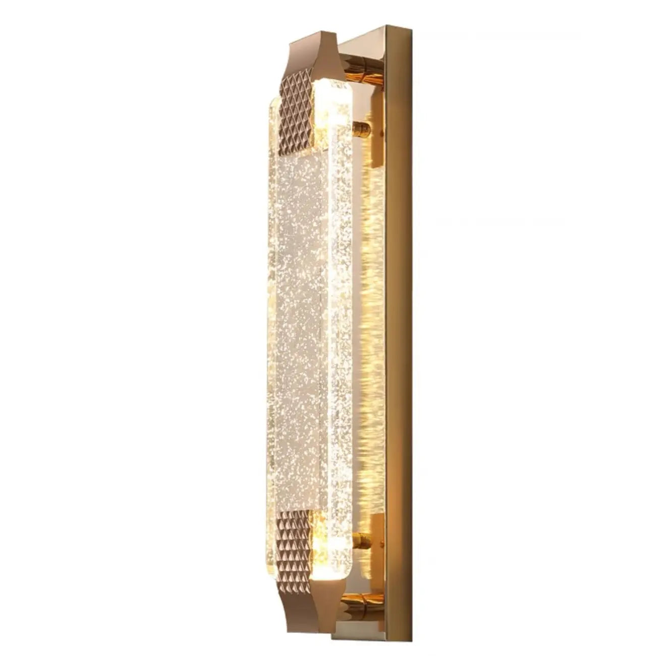 Applique murale LED rectangulaire glamour en cristal doré