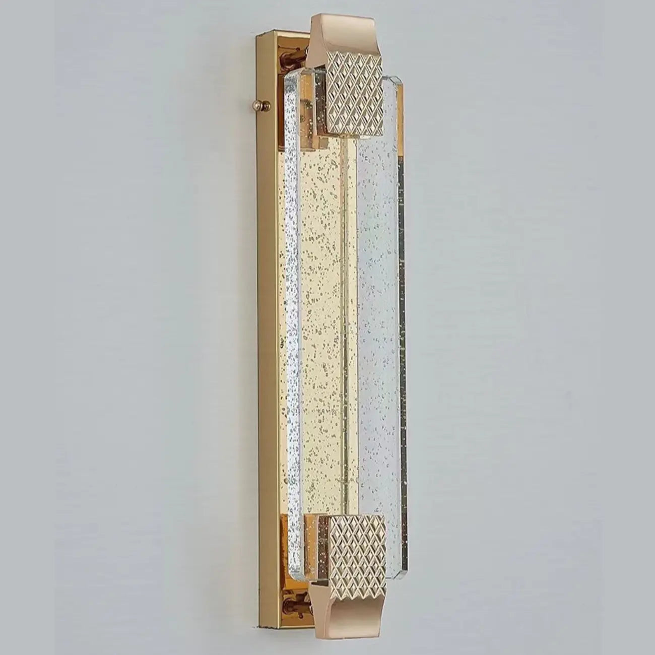 Applique murale LED rectangulaire glamour en cristal doré