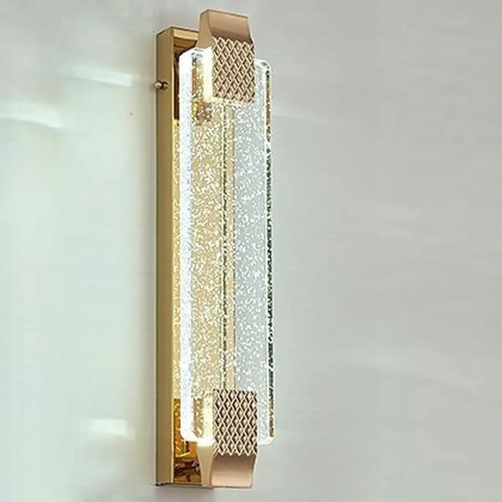 Applique murale LED rectangulaire glamour en cristal doré