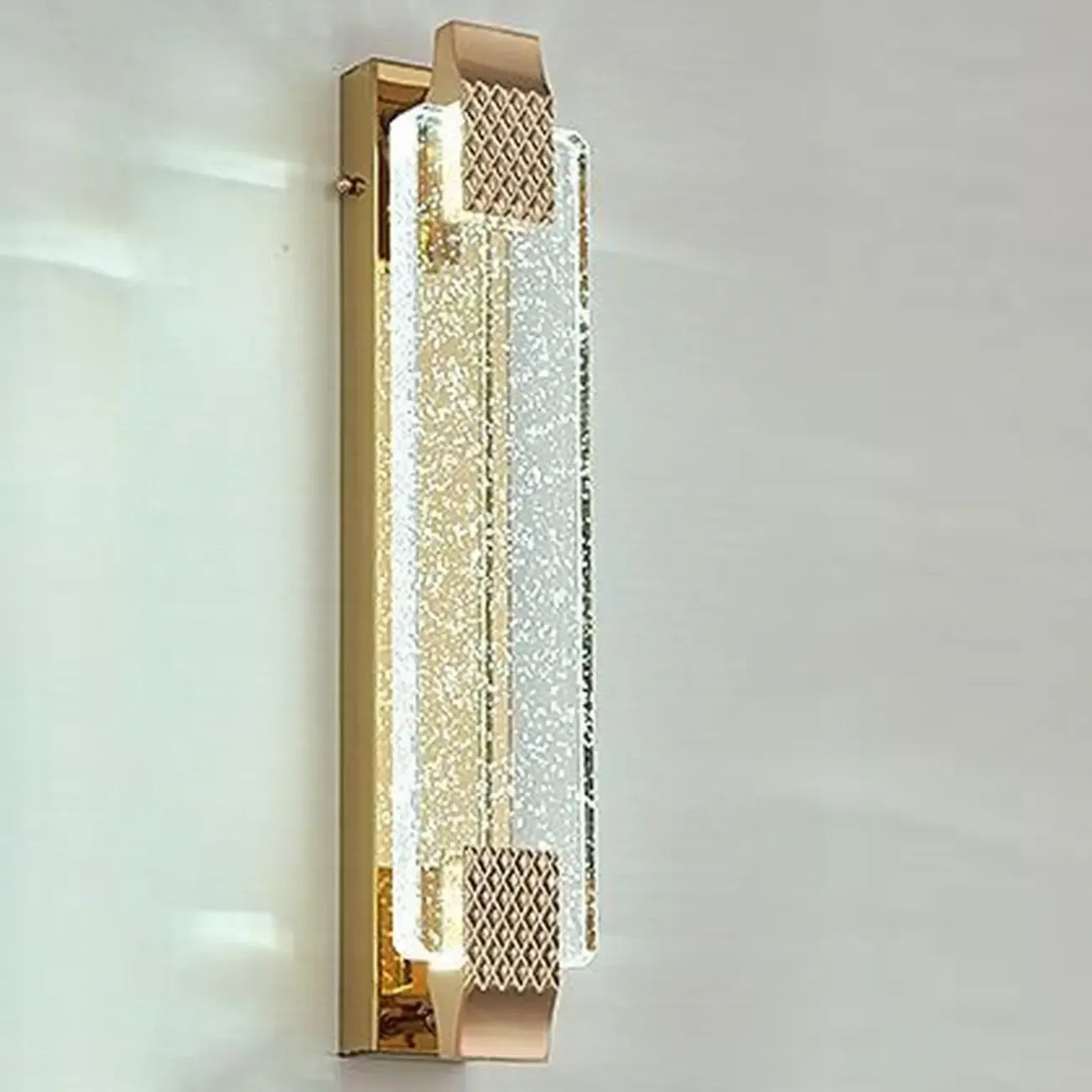 Applique murale LED rectangulaire glamour en cristal doré