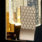 Applique murale LED rectangulaire glamour en cristal doré