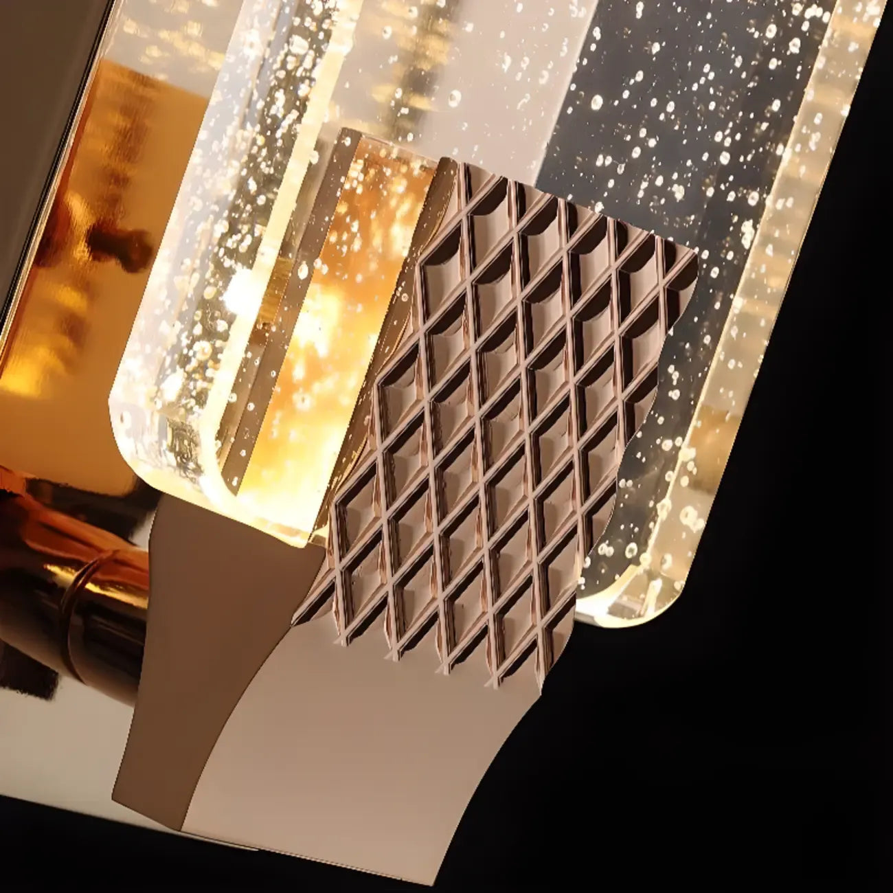 Applique murale LED rectangulaire glamour en cristal doré