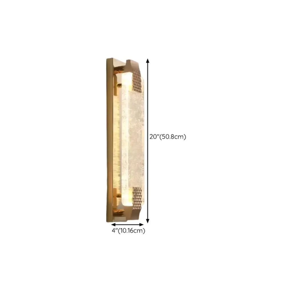 Applique murale LED rectangulaire glamour en cristal doré