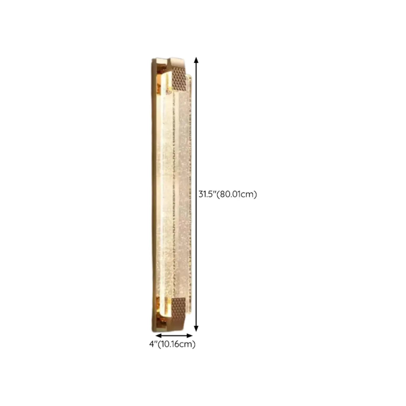 Applique murale LED rectangulaire glamour en cristal doré