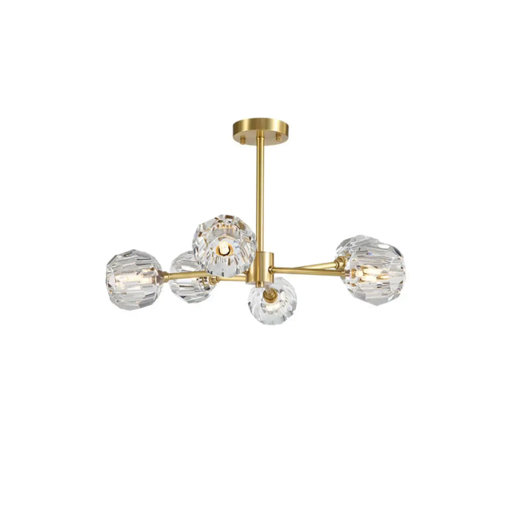Lustre moderne Sputnik en cristal et globe doré