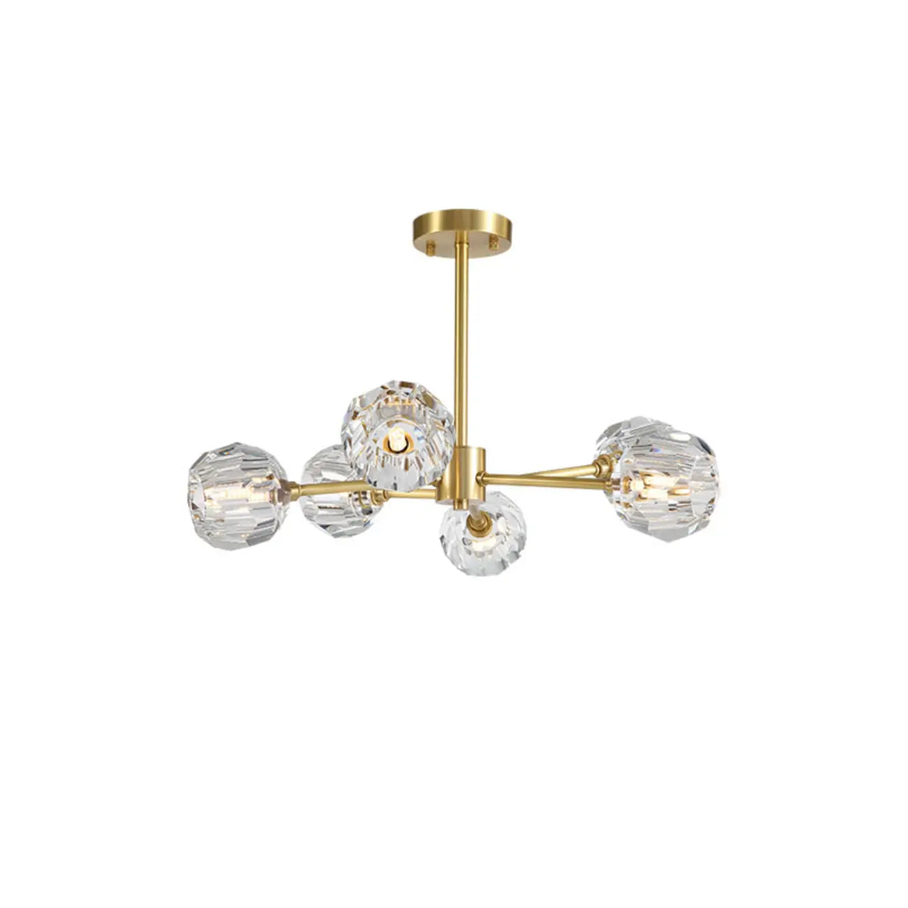 Lustre moderne Sputnik en cristal et globe doré