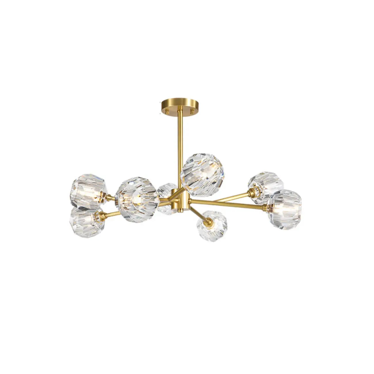 Lustre moderne Sputnik en cristal et globe doré