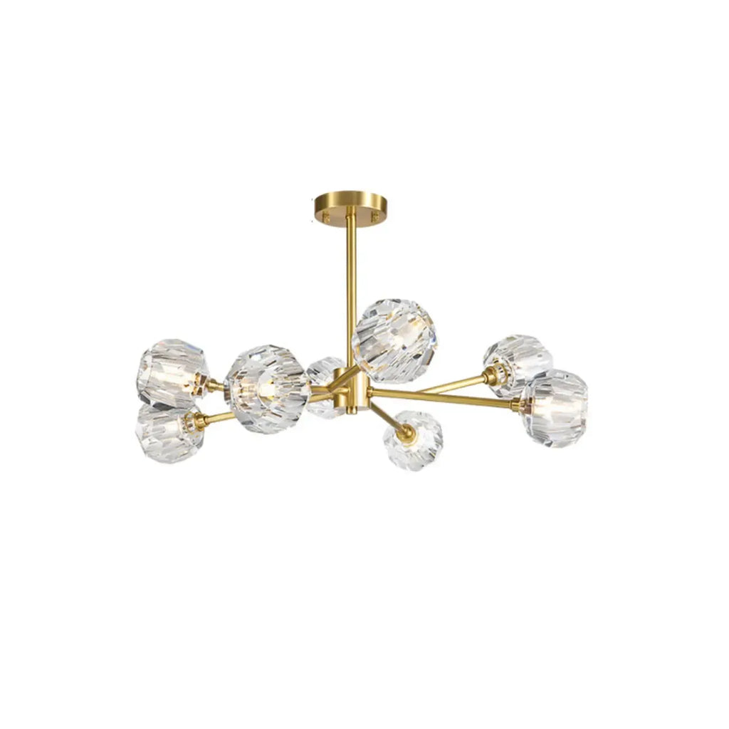 Lustre moderne Sputnik en cristal et globe doré