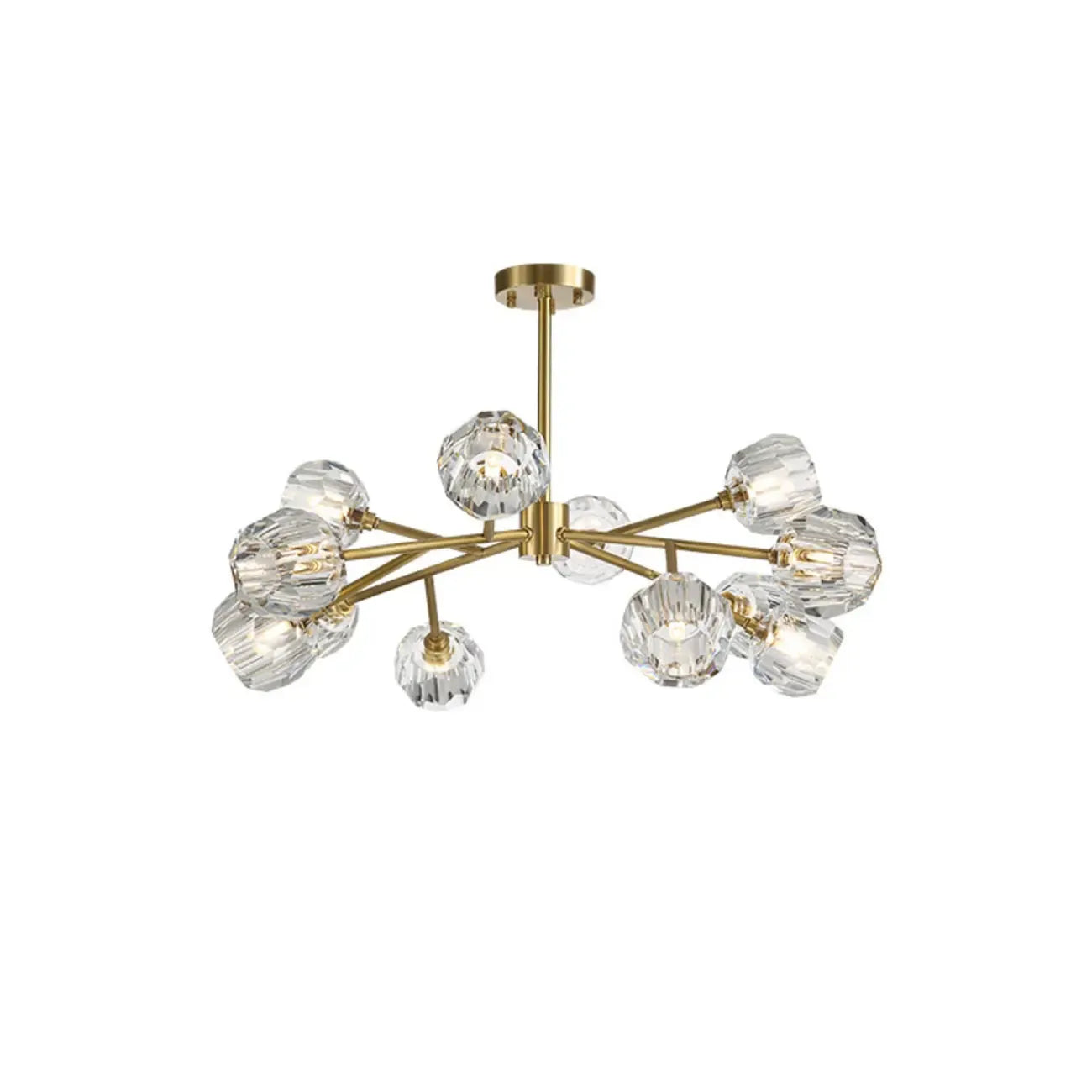 Lustre moderne Sputnik en cristal et globe doré