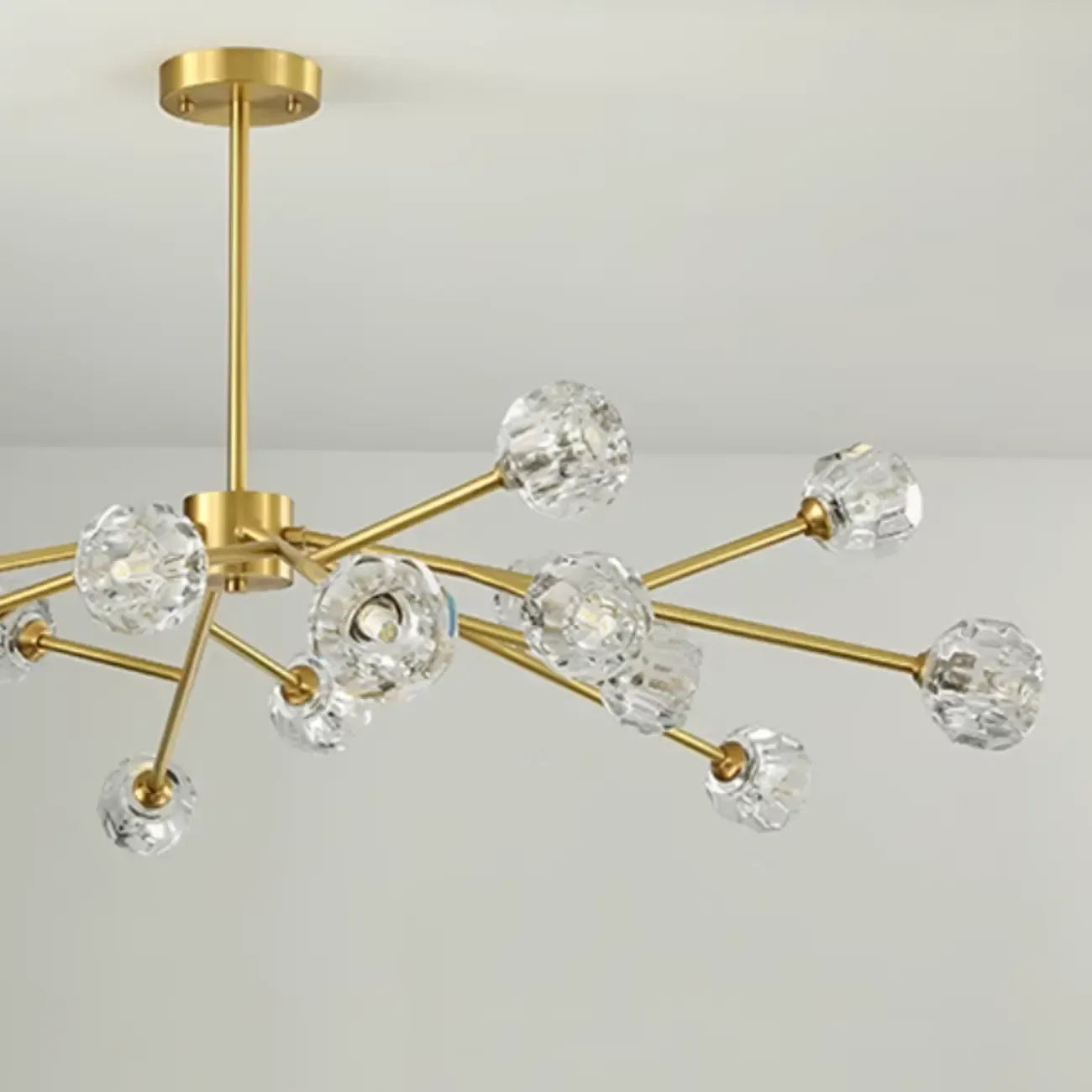 Lustre moderne Sputnik en cristal et globe doré