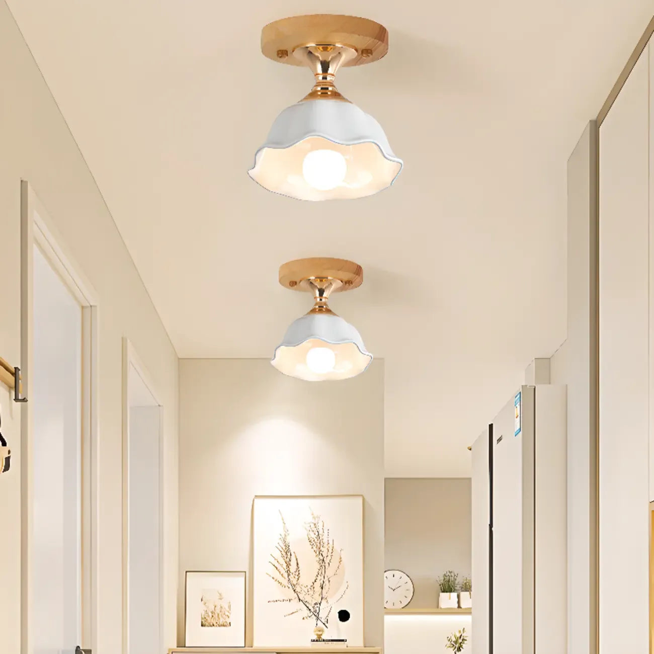Plafonnier semi-encastré moderne en céramique à 5 spots pour la décoration de couloir