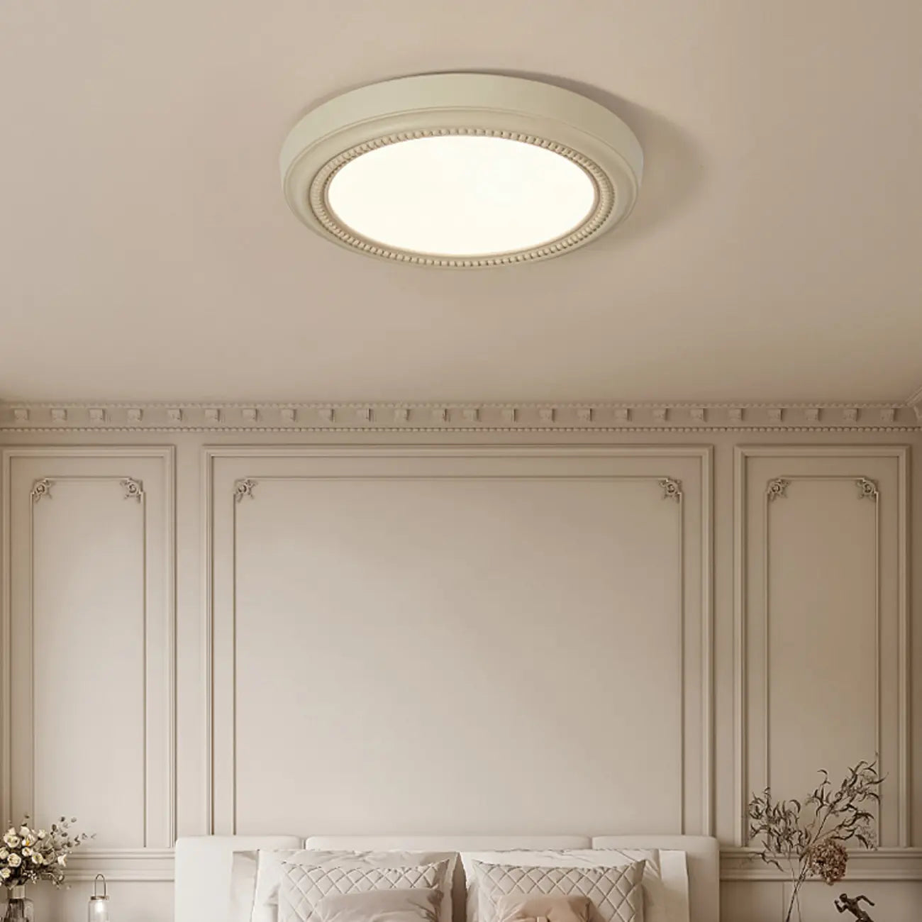 Plafonnier LED rond blanc élégant à intensité variable, encastré