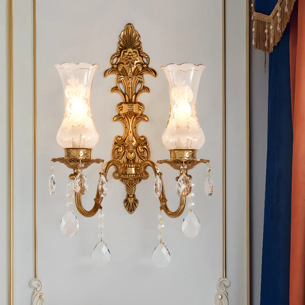 Applique murale de luxe en cristal doré