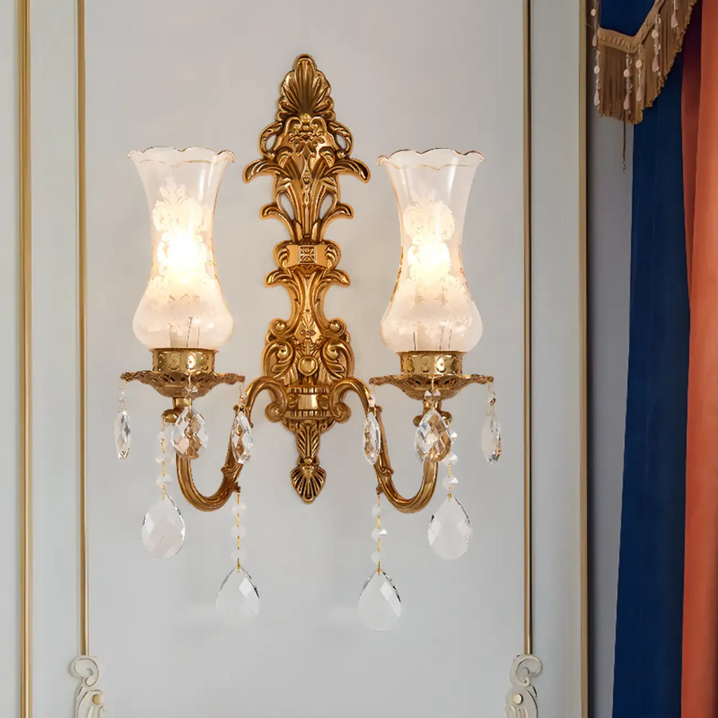 Applique murale de luxe en cristal doré