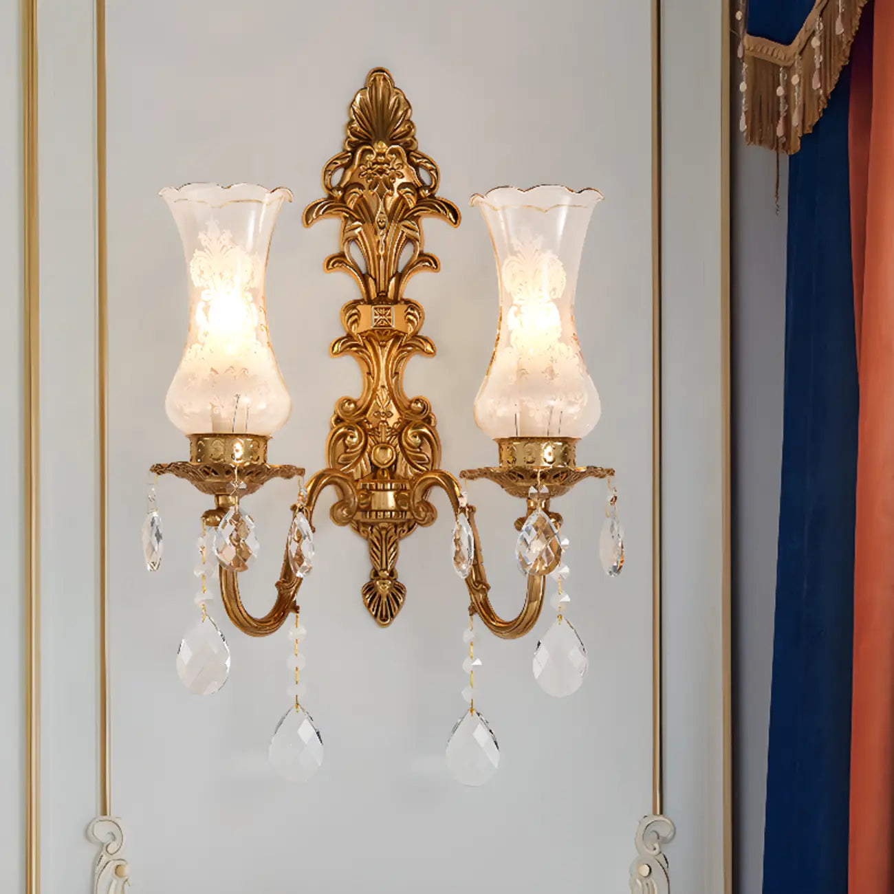 Applique murale de luxe en cristal doré