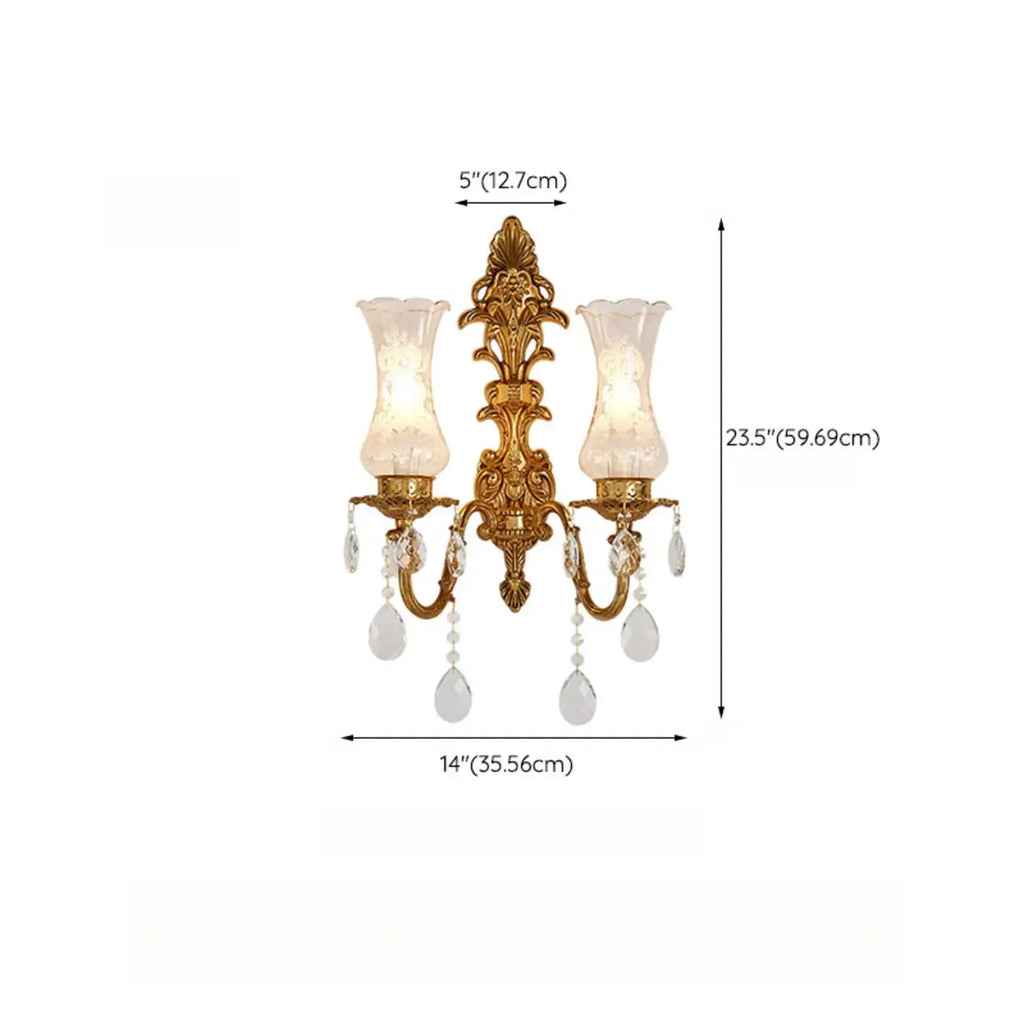 Applique murale de luxe en cristal doré