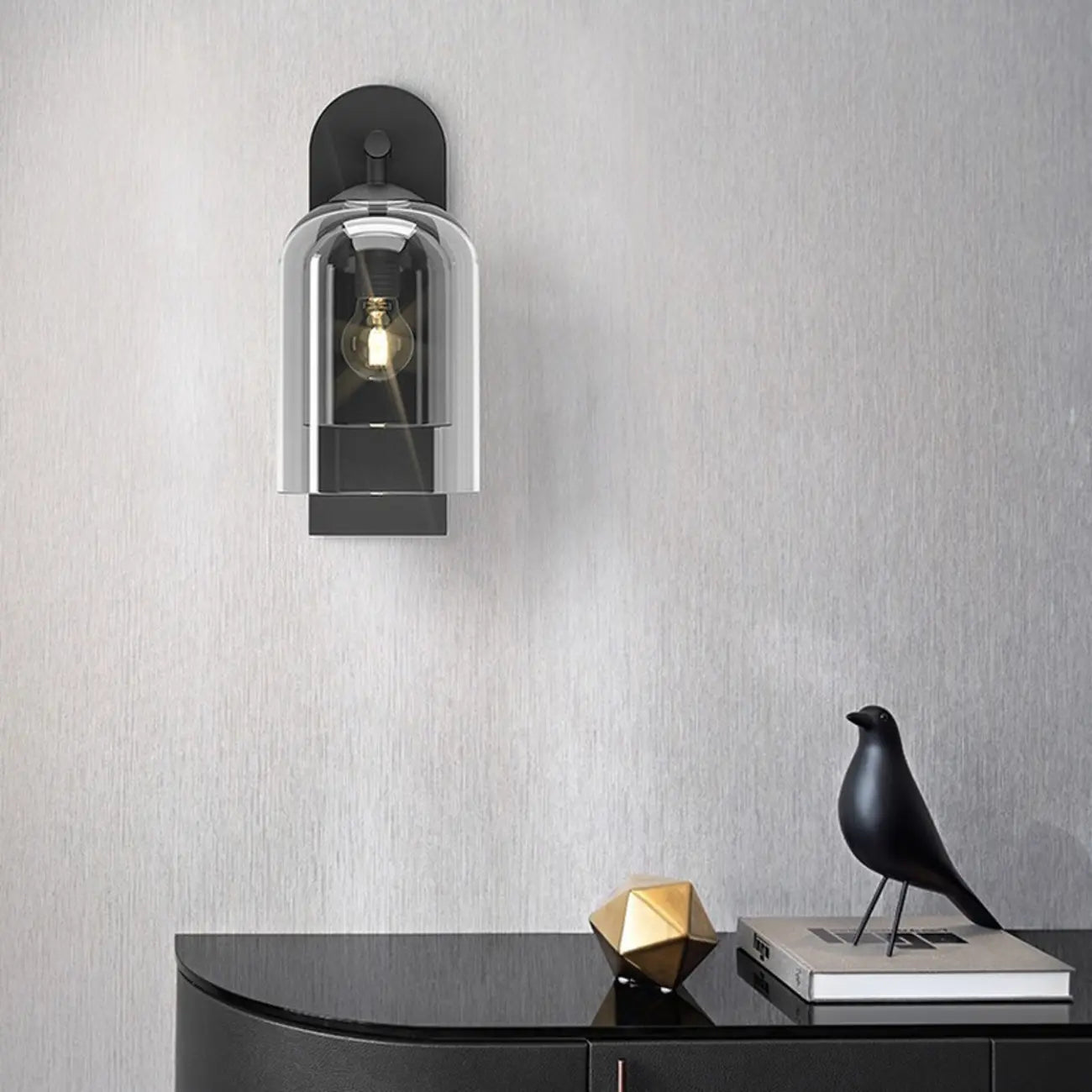 Applique murale d'ambiance en verre à double abat-jour et à une lumière