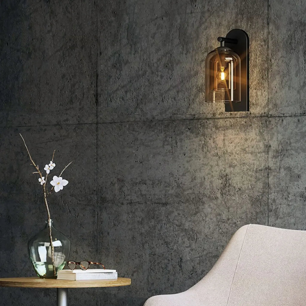 Applique murale d'ambiance en verre à double abat-jour et à une lumière