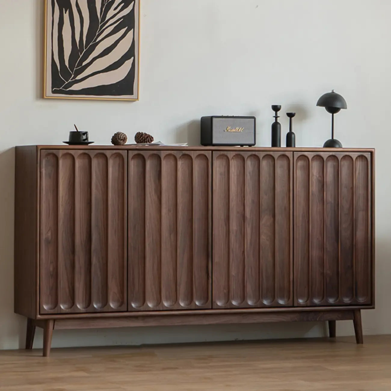 Armoire de rangement moderne à étagères réglables en bois brun, grande taille