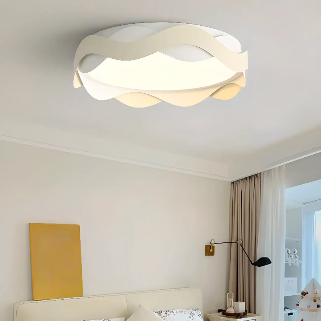 4.5 Plafoniera Moderna a Filo Onda Bianca per Camera da Letto