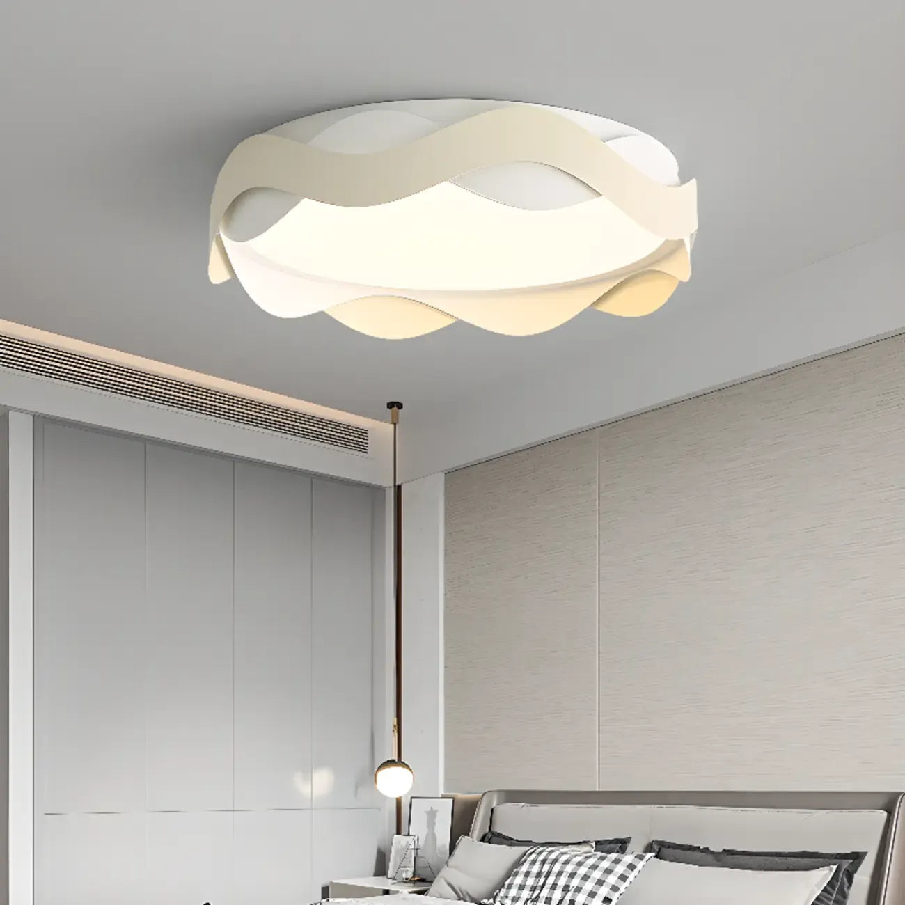 4.5 Plafoniera Moderna a Filo Onda Bianca per Camera da Letto