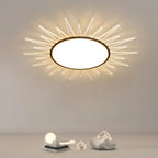 Grand plafonnier LED rond en acrylique à effet soleil