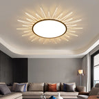 Grand plafonnier LED rond en acrylique à effet soleil
