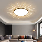 Grand plafonnier LED rond en acrylique à effet soleil