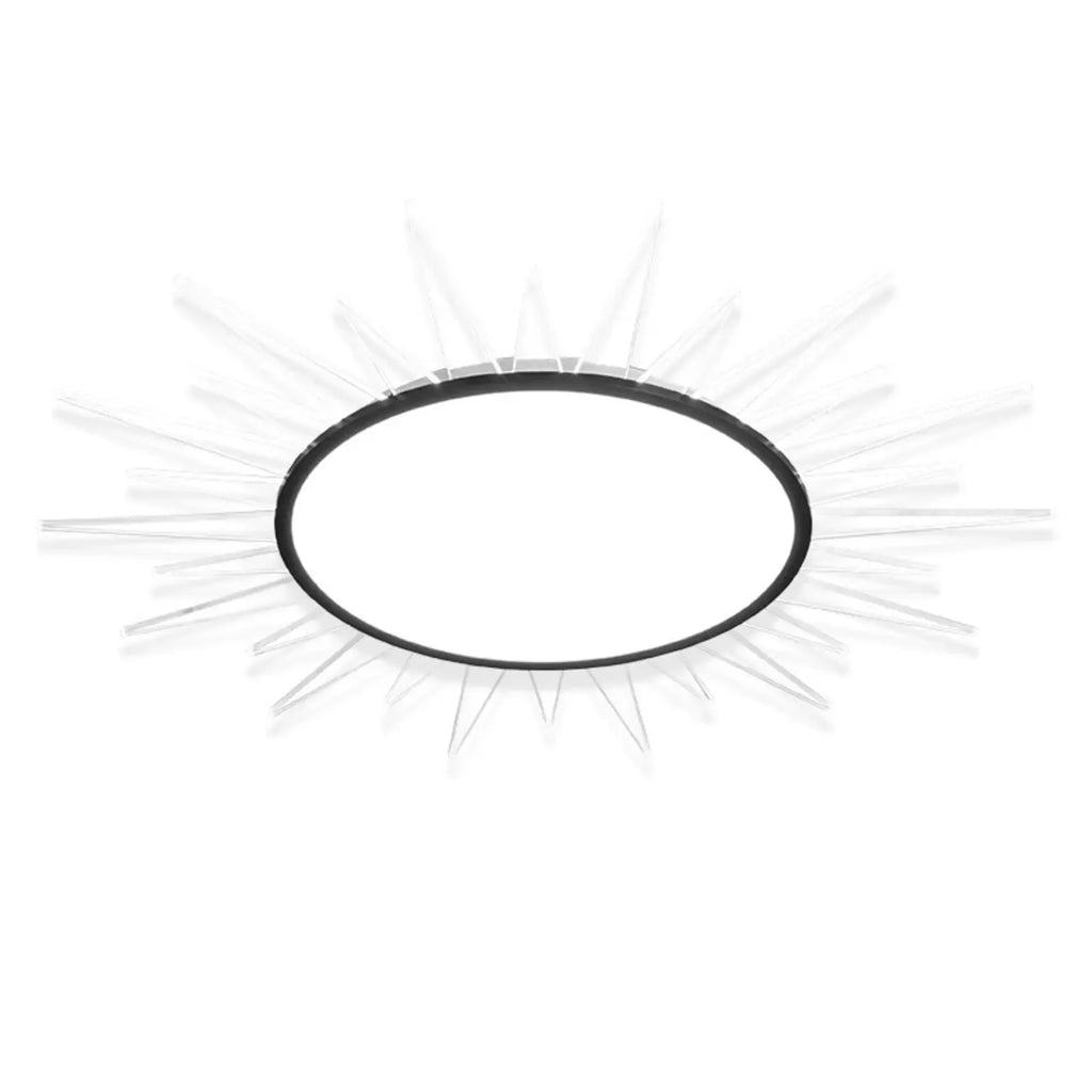 Grand plafonnier LED rond en acrylique à effet soleil