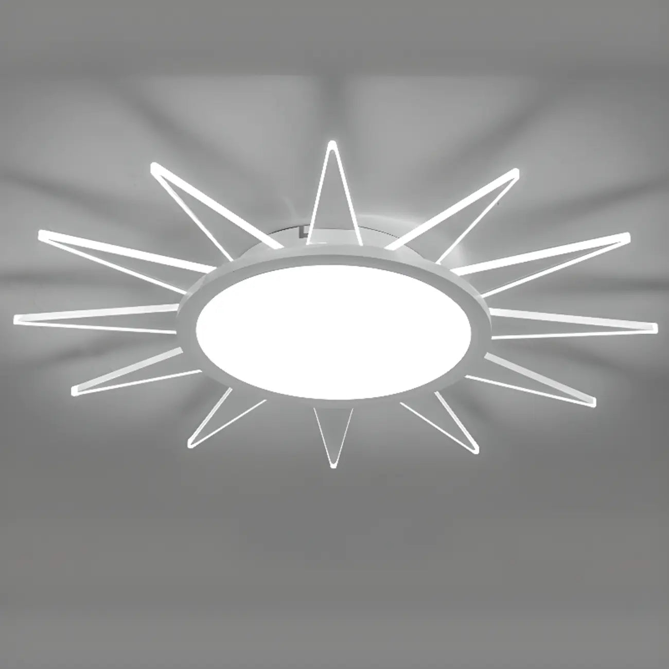 Grand plafonnier LED rond en acrylique à effet soleil