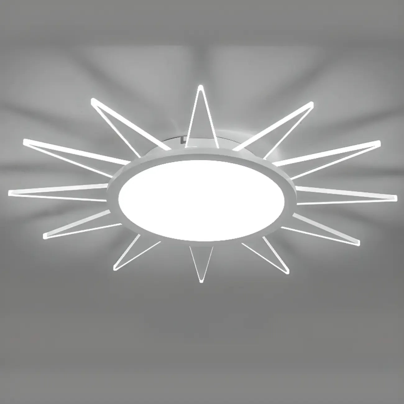 Grand plafonnier LED rond en acrylique à effet soleil