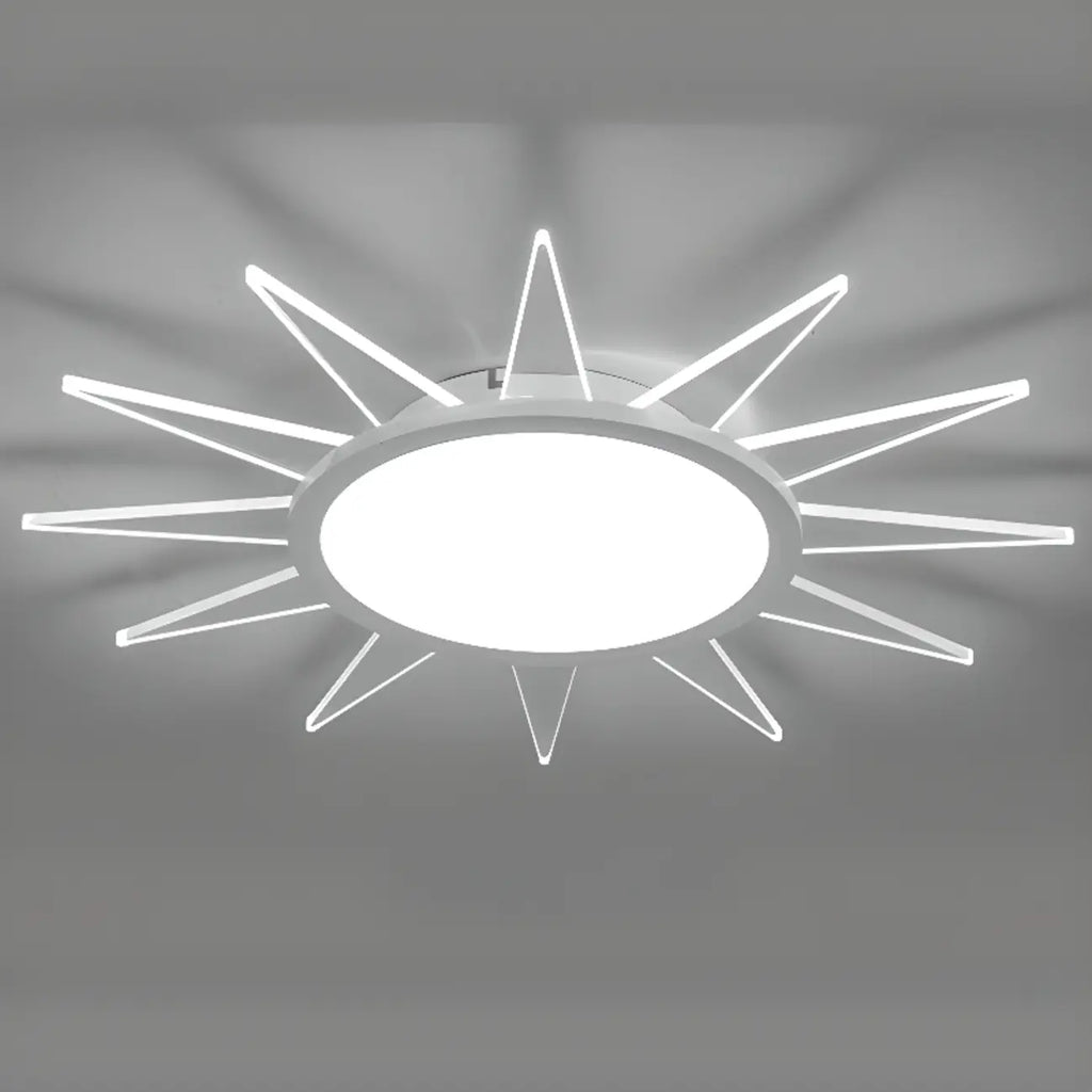 Grand plafonnier LED rond en acrylique à effet soleil