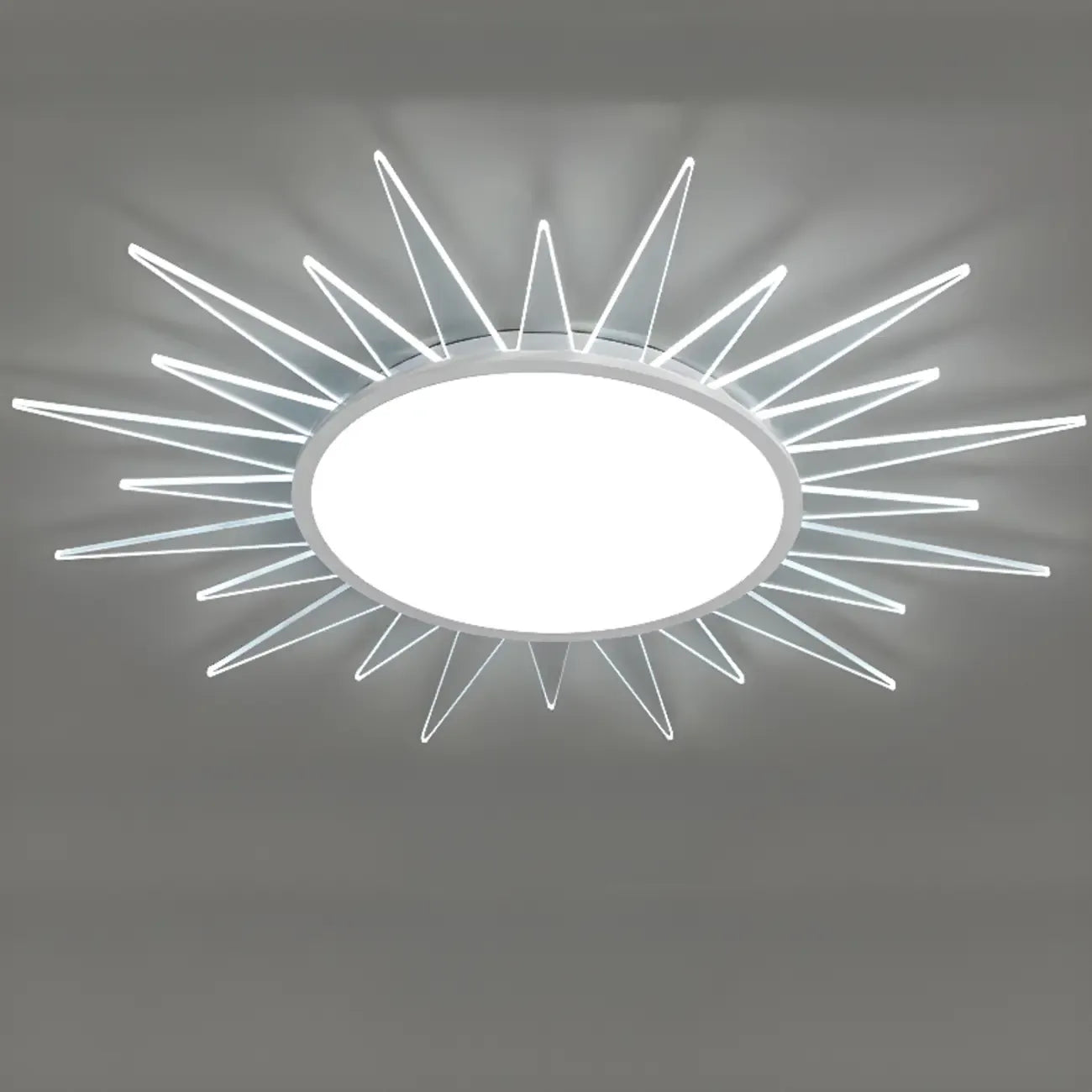 Grand plafonnier LED rond en acrylique à effet soleil