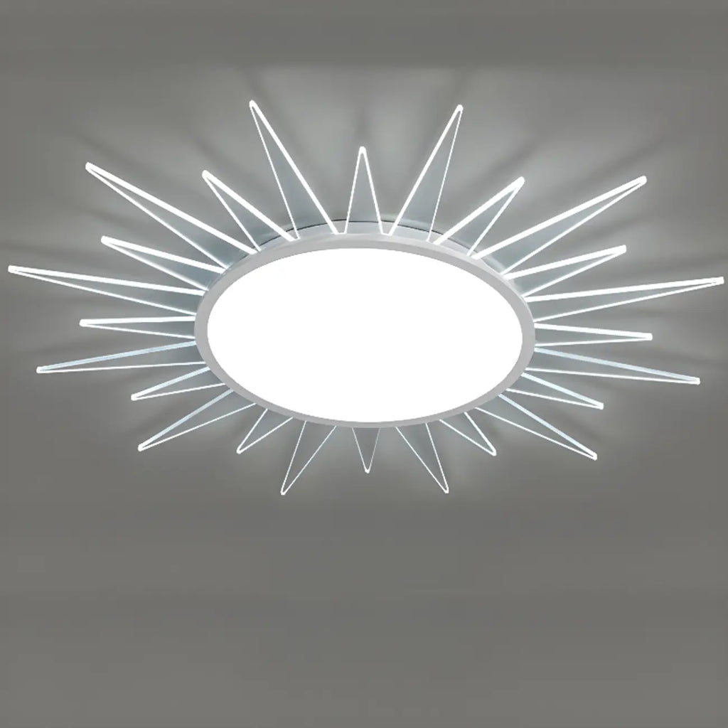 Grand plafonnier LED rond en acrylique à effet soleil