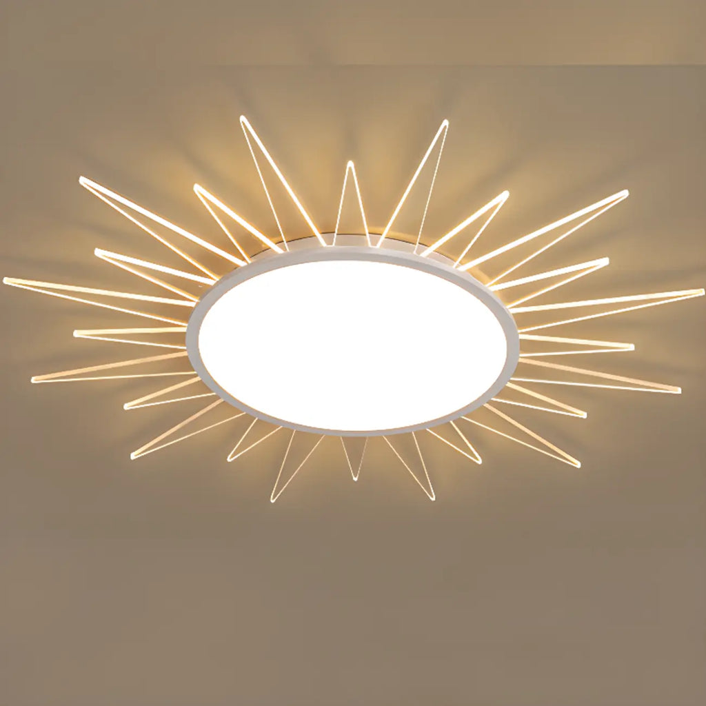 Grand plafonnier LED rond en acrylique à effet soleil