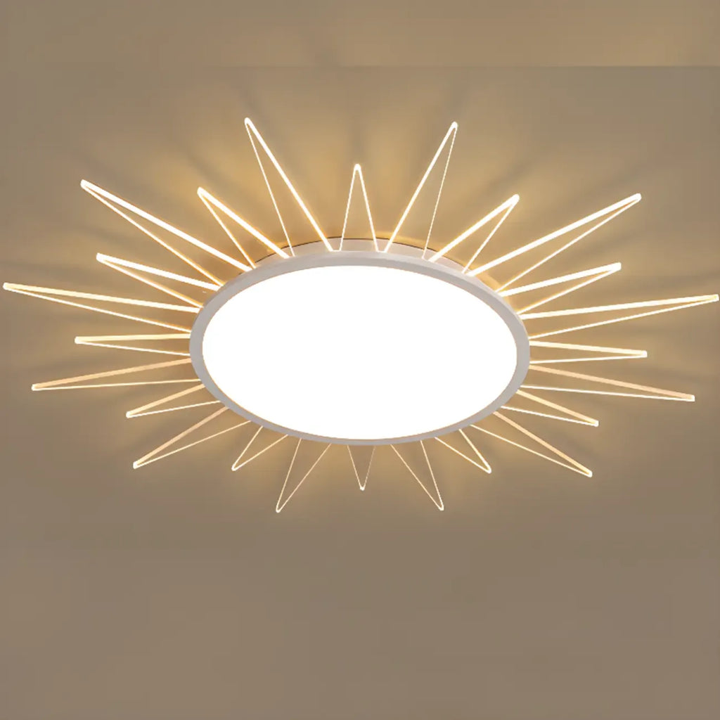 Grand plafonnier LED rond en acrylique à effet soleil
