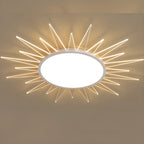 Grand plafonnier LED rond en acrylique à effet soleil