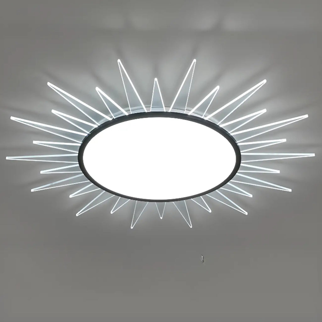 Grand plafonnier LED rond en acrylique à effet soleil