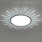 Grand plafonnier LED rond en acrylique à effet soleil